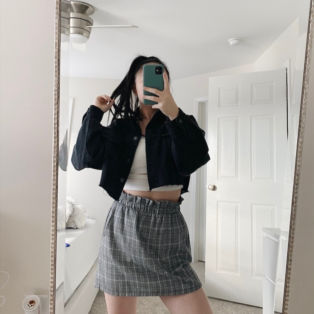 Kendall & Kylie Striped Plaid Skirt